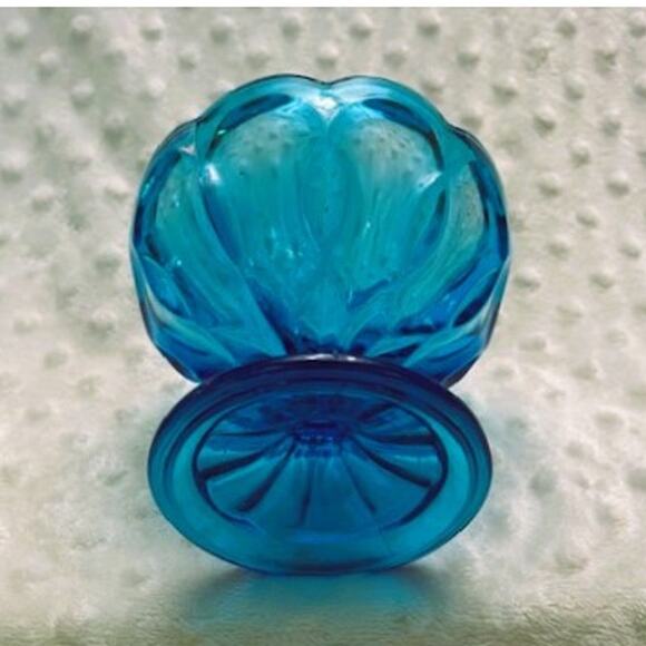 Vintage Anchor Hocking Fairfield Aqua Blue Pedestal Compote Candy/Nut Dish - Picture 5 of 6